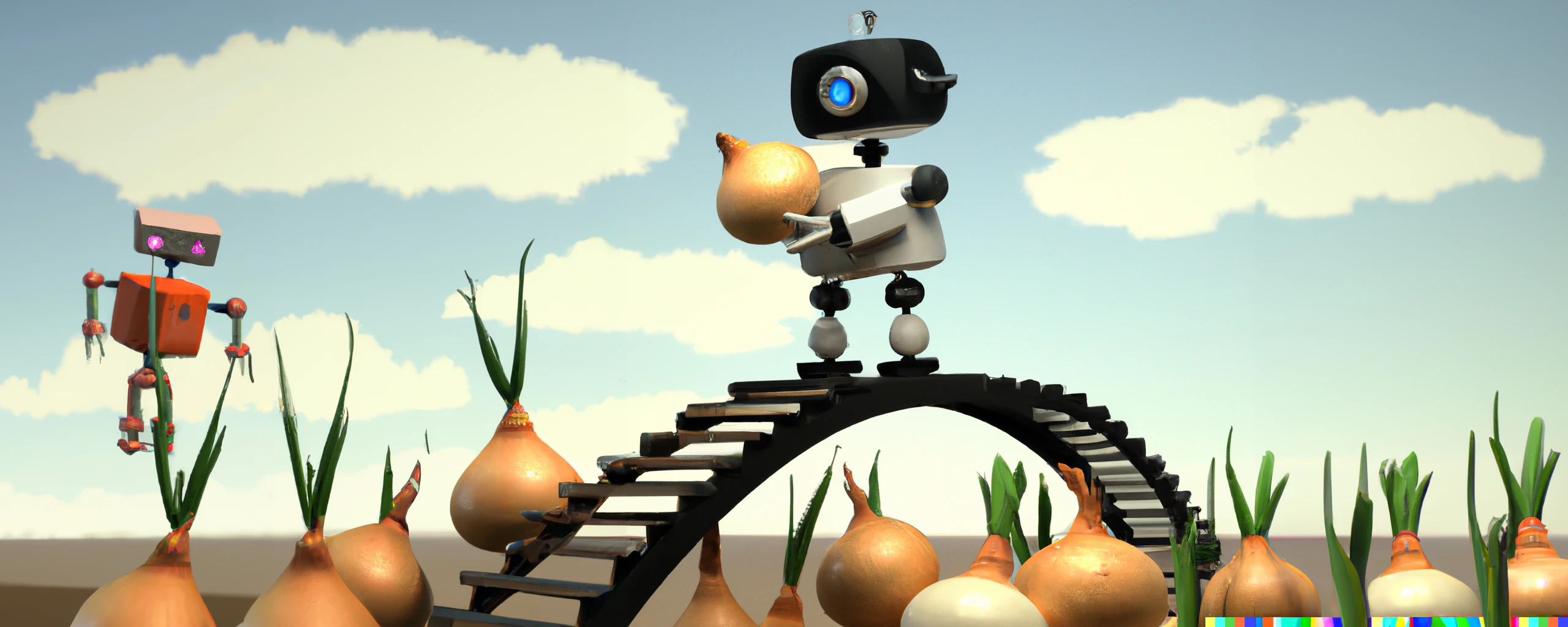 Robots build bridges in a land of onions